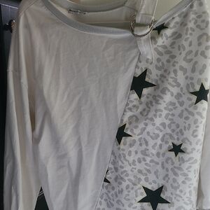 White and Gray Star Print Women's Jersey